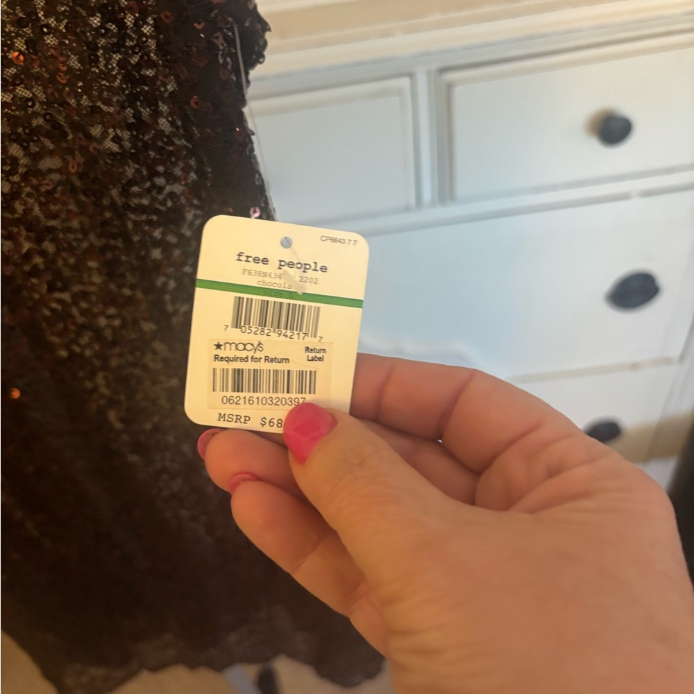 Vintage Free People brown Sequin Mini  Dress/Shirt - Picture 4 of 8